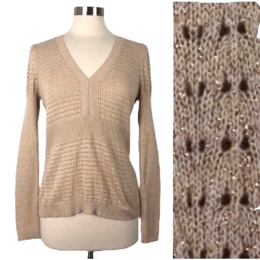 DKNY Jeans Petites Sweater Metallic Gold Threads